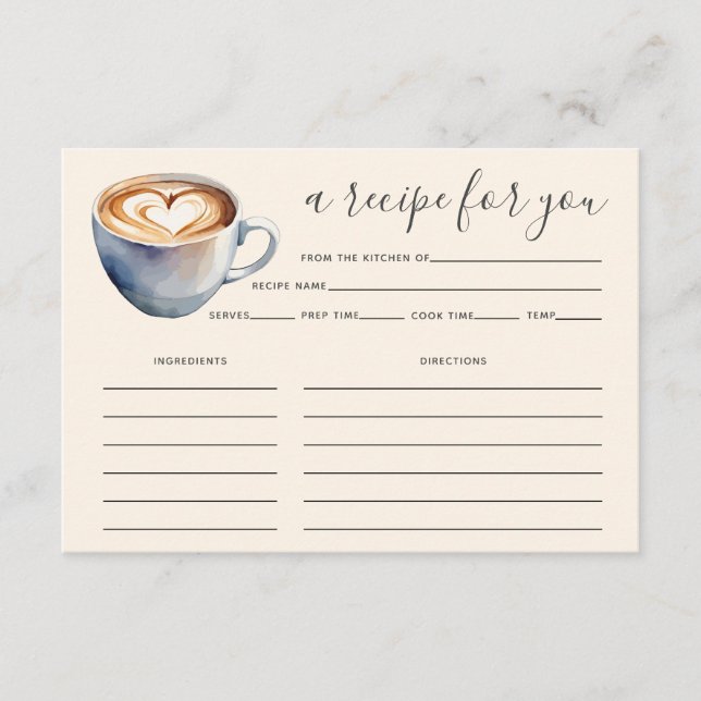 Liebe ist das Brechen Coffee Brautparty Rezept Car Begleitkarte (Vorderseite)