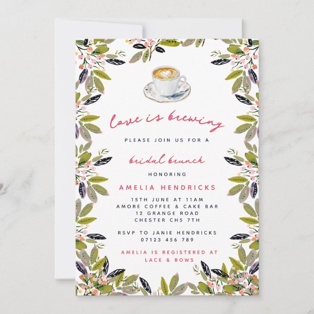 Liebe ist das Brechen Coffee Bridal Brunch Einladung (Vorderseite)