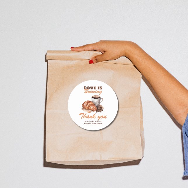 Liebe ist das Brechen Coffee Französisches Brautpa Runder Aufkleber (Von Creator hochgeladen)