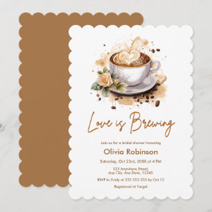 Liebe ist das Brechen von Blumenbrown-Kaffee-Braut Einladung