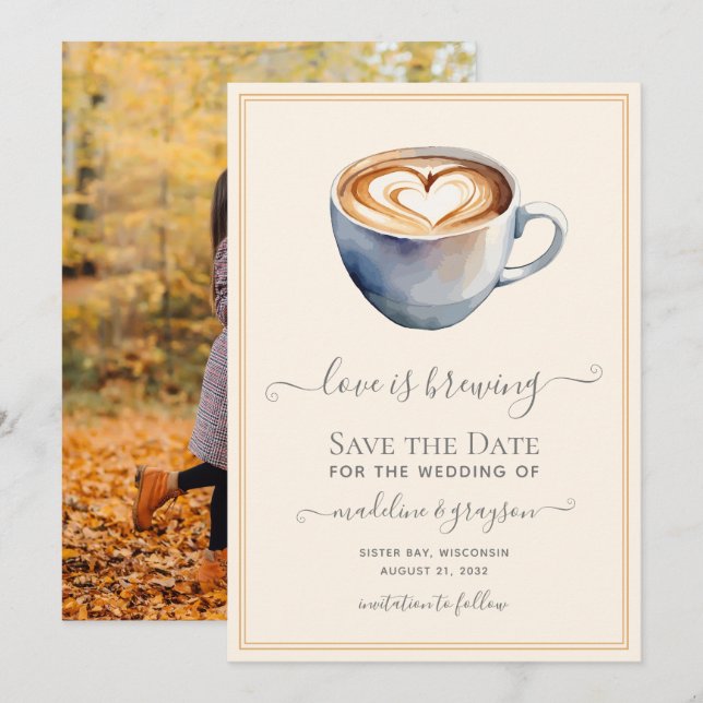 Liebe ist das Brechen von Kaffee Foto Save The Date (Vorne/Hinten)