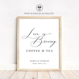 Liebe ist das Brewing Modern Black Wedding Coffee Poster