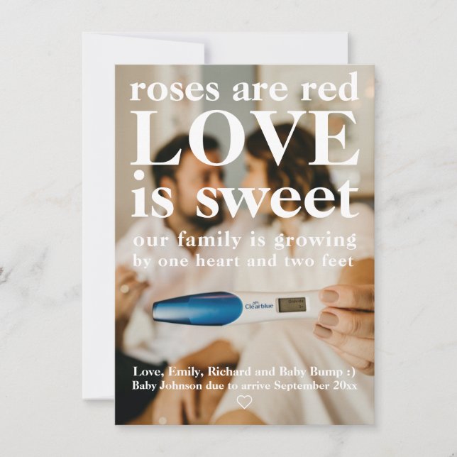 Liebe ist das Foto des Sweet Valentins zur Schwang Ankündigung (Vorderseite)