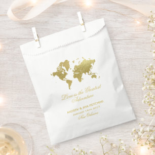 Liebe ist das größte Abenteuer Gold Karte Hochzeit Geschenktütchen