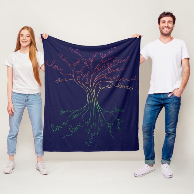 Liebe ist der ganze Baum des Navy-Regenbogen-Valen Fleecedecke (Beispiel)