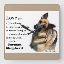 Liebe ist deutsches Hirtengeschenk Quadratische Wanduhr