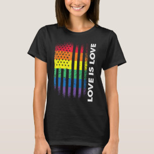 Liebe ist die amerikanische Flagge Regenbogen Gay T-Shirt