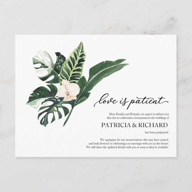 Liebe ist die Aufschiebung von tropischen Hochzeit Postkarte (Vorderseite)