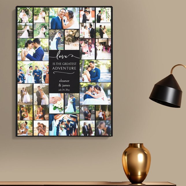 Liebe ist die Beste Adventure Wedding Foto Collage Leinwanddruck (Love is the greatest adventure wedding photo canvas by Darling & May)