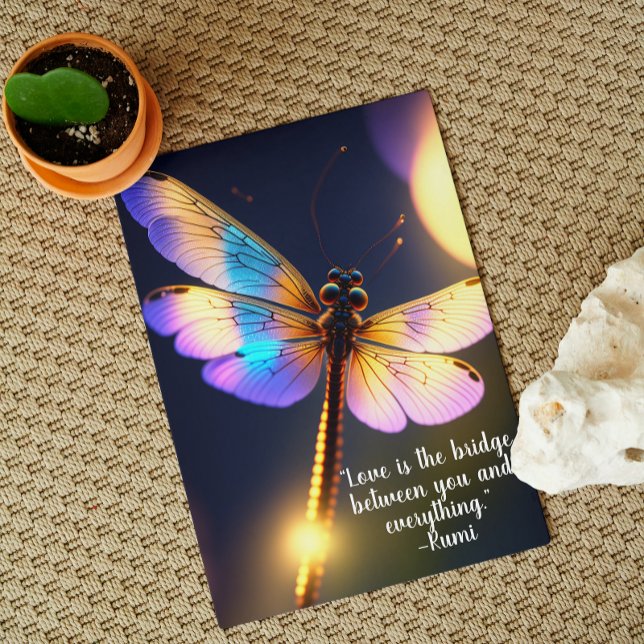 Liebe ist die Bridge Rumi Zitat Dragonfly Gruß Karte (A beautiful card to give or to frame...or both!)