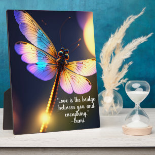 Liebe ist die Brücke Rumi Quote Dragonfly Tabletop Fotoplatte