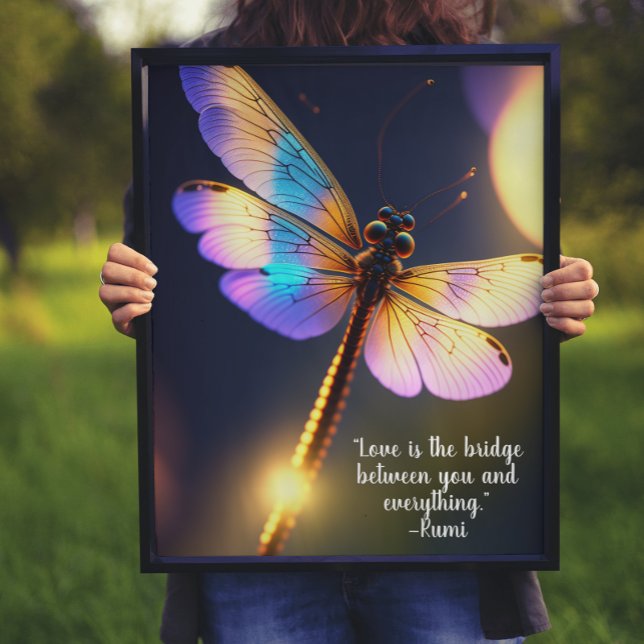 Liebe ist die Brücke Rumi Zitat Dragonfly Poster (A beautiful print for home, office, meditation room, yoga studio...)