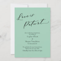 Liebe ist die hellgrüne Hochzeitskarte des Patient