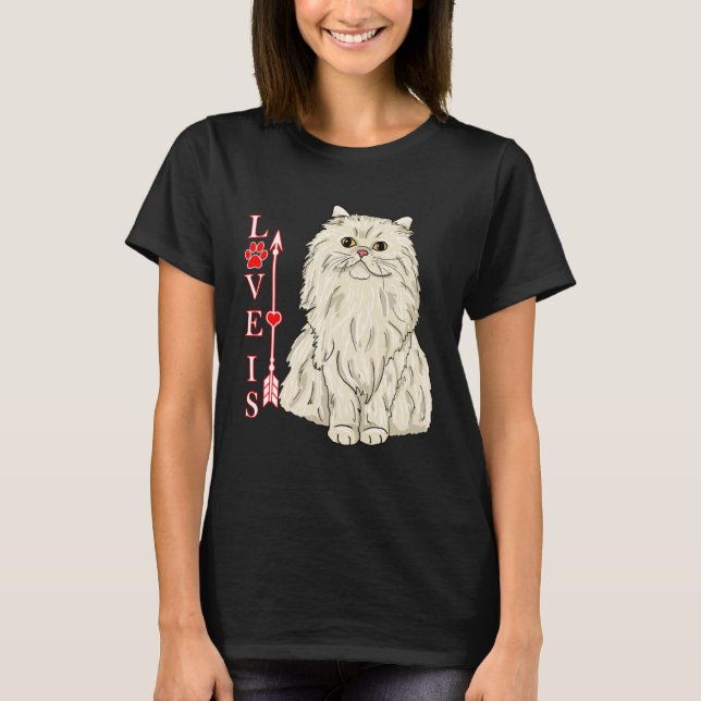 Liebe ist die persische Katze Niedlich Cat Paw Pri T-Shirt (Vorderseite)