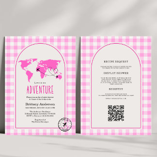 Liebe ist ein Abenteuer Gingham-Brautjunggesellinn Einladung