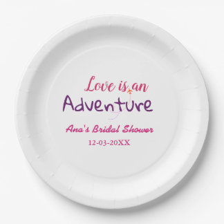 LIEBE IST EIN ABENTEUER ROSA LILA HOCHZEITSPAAR PL PAPPTELLER