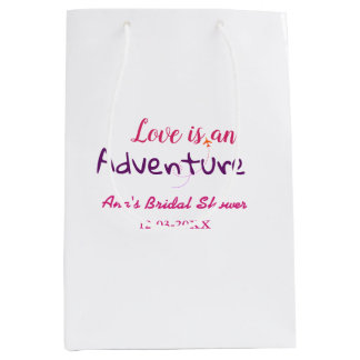 LIEBE IST EIN ABENTEUER ROSA LILA HOCHZEITSPAUSH P MITTLERE GESCHENKTÜTE