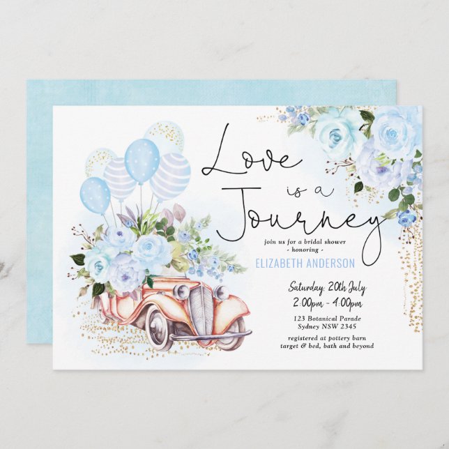 Liebe ist ein Brautparty für Reisen Einladung (Vorne/Hinten)