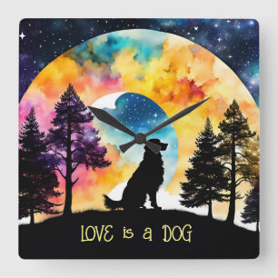 Liebe ist ein Hund, der für Sie gewartet wird *Per Quadratische Wanduhr