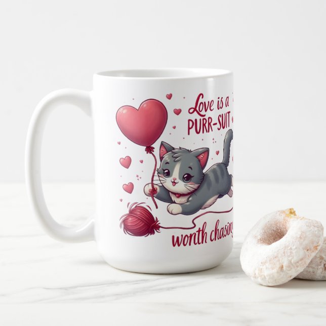 Liebe ist ein Pursuit, das es wert ist, Niedliche  Kaffeetasse (Mit Donut)