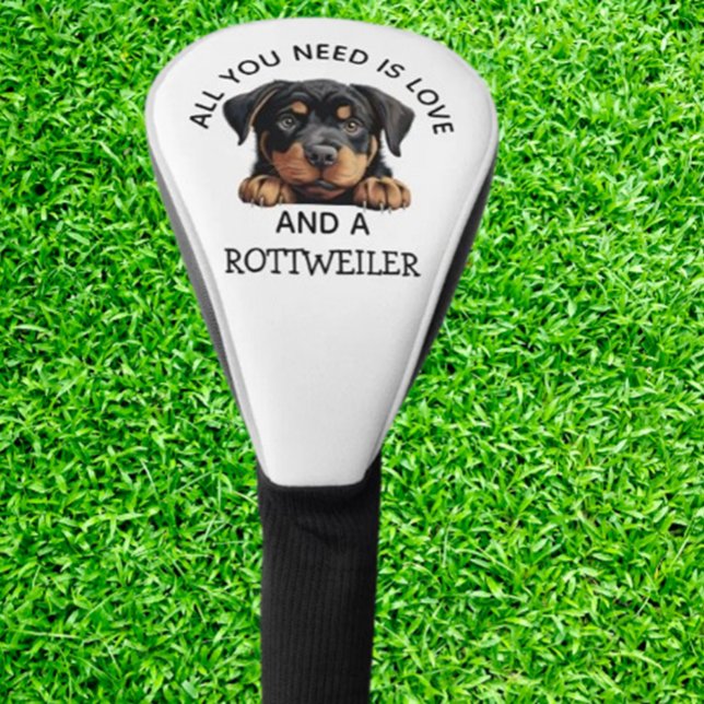 Liebe ist ein Rottweiler Golf Headcover (Show your love for Rottweilers with this unique golf head cover. Protect your clubs in style )