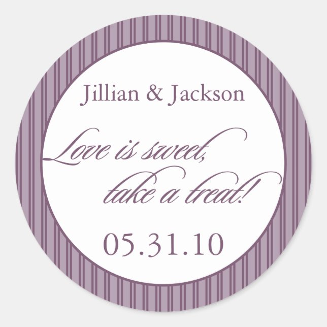 Liebe ist ein süßer Aufkleber in Lila (Vorderseite)