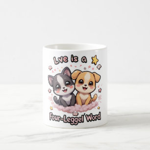 Liebe ist ein vierbeiniger Word-Tasse Niedlicher W Kaffeetasse