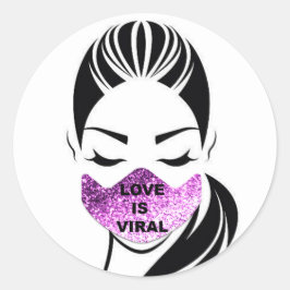 Liebe ist ein virales Girl-Coronavirus Runder Aufkleber