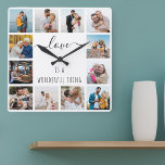 Liebe ist ein wunderbares Zitat 12 Foto Weiß<br><div class="desc">Foto Uhr mit fröhlichem Zitat und 12 Ihrer Lieblingsfotos von Familie und Freunden. Die Fotovorlage ist Set für Sie, um Ihre eigene Grid-Stil Foto Collage zu erstellen, um das Zitat "Liebe ist eine wunderbare Sache" zu rahmen. Das Design wird in eleganter handgeschriebener Schrift und in knallroter Schriftart-Typografie mit einer schwarz-weiß...</div>