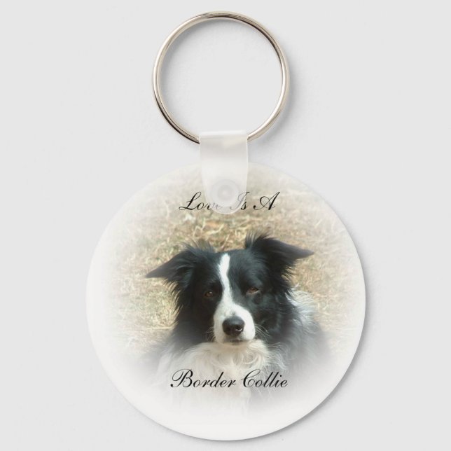 Liebe ist eine Border Collie Schlüsselanhänger (Vorderseite)
