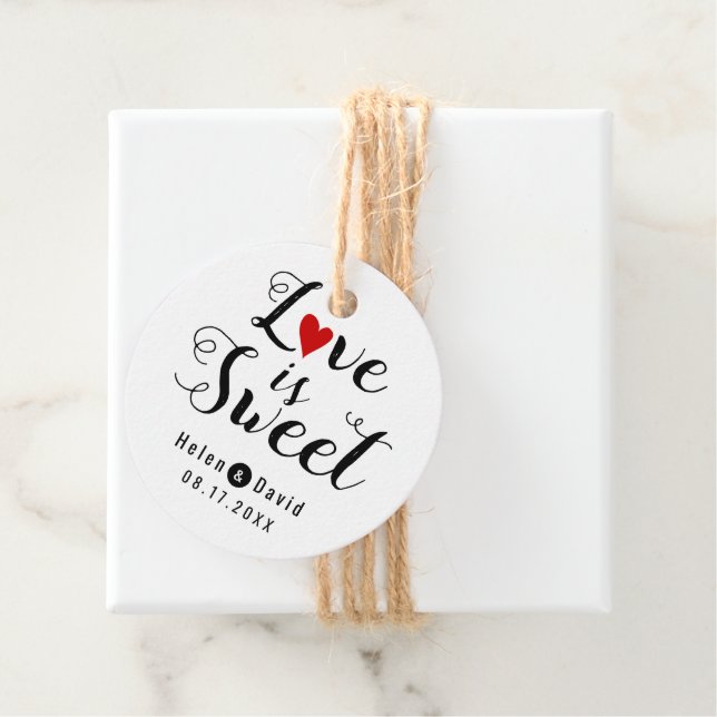 Liebe ist eine kalligraphische Hochzeit Geschenkanhänger (Beispiel)