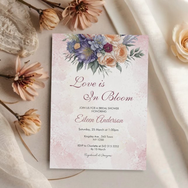 Liebe ist Einladung zur Blumendusche (Love is in Bloom Floral Bridal Shower Invite)