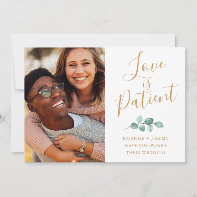Liebe ist Foto-Gold-Script verschoben Save The Date (Vorderseite)