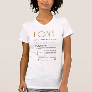 Liebe ist Gedächtnisbibel Vers Typografie Gold Chi T-Shirt
