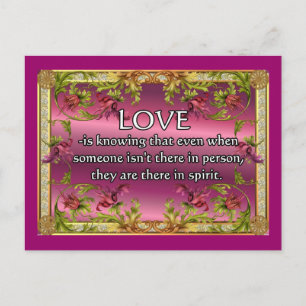 Liebe ist.....Gedicht auf lila Hintergrund mit Blu Postkarte