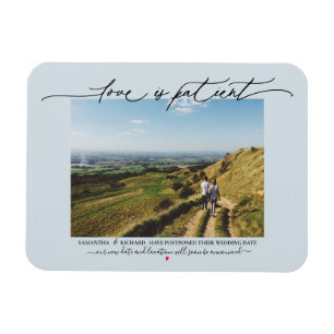 Liebe ist Geduld Hochzeit Speichern Sie das Datum  Magnet