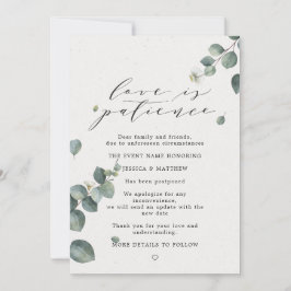 Liebe ist Geduld verzögert Eukalyptus Hochzeit Ankündigung