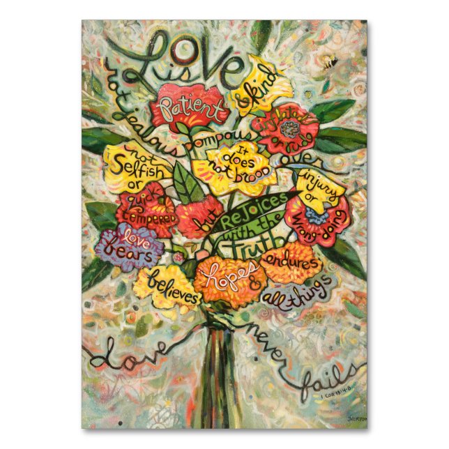 Liebe ist geduldig, 1 korinthische Gebetskarte Tischnummer (Vorderseite)