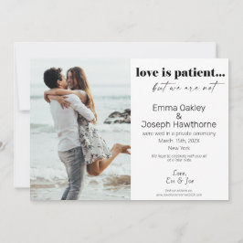 "Liebe ist geduldig, aber wir sind es nicht" Hochz Ankündigung