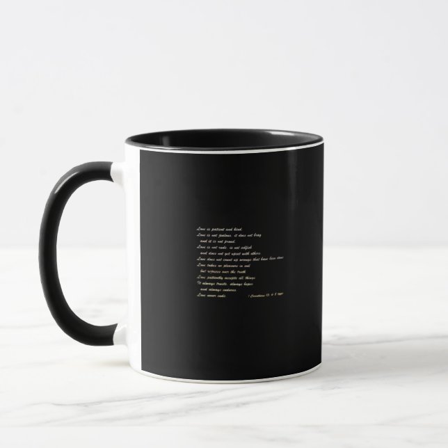 Liebe ist geduldig Einfaches inspirierendes Design Tasse (Links)