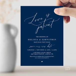 „Liebe ist geduldig“ Hochzeit verschoben Bekanntma Einladung