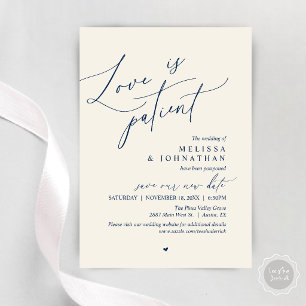 Liebe ist geduldig, Hochzeitsaufschub-Ankündigung Einladung