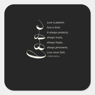 Liebe ist geduldig Liebe ist gütig Korinther Bibel Quadratischer Aufkleber
