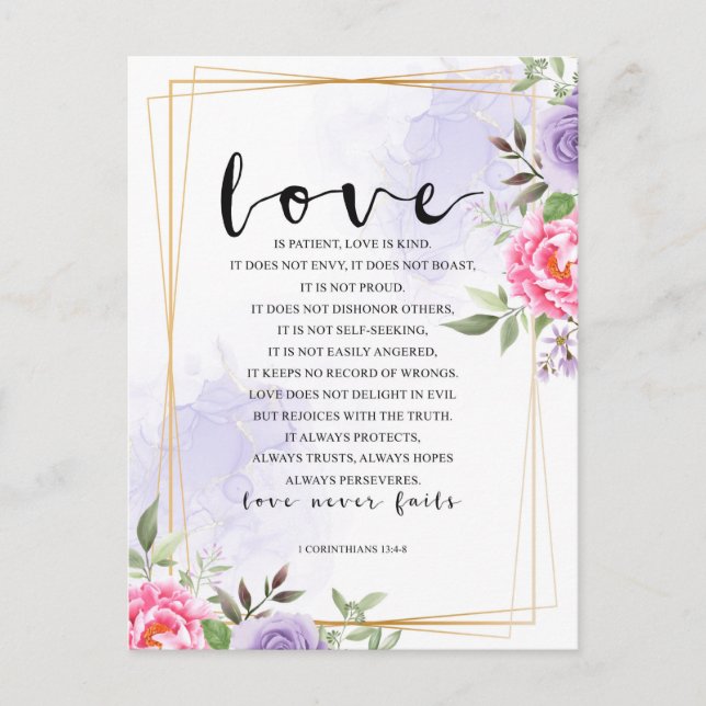 Liebe ist geduldig, Liebe ist nett Postkarte (Vorderseite)