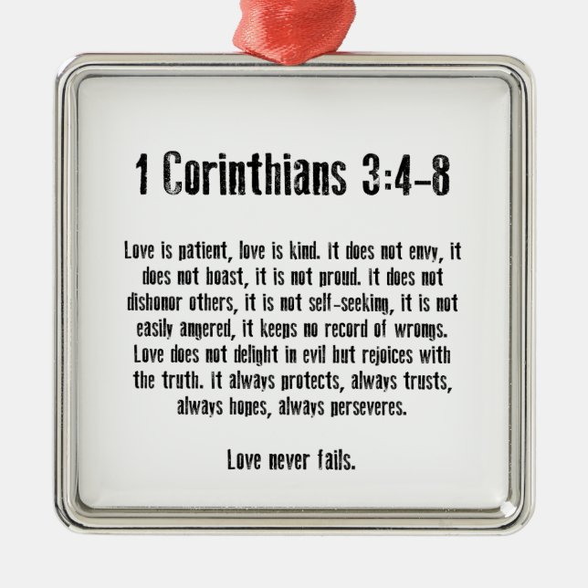 Liebe ist geduldig silbernes ornament (Vorne)