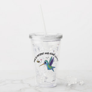 Liebe ist geduldig süße Biene und Kolibri Schrift Acryltrinkbecher
