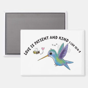 Liebe ist geduldig süße Biene und Kolibri-Schrift Magnet