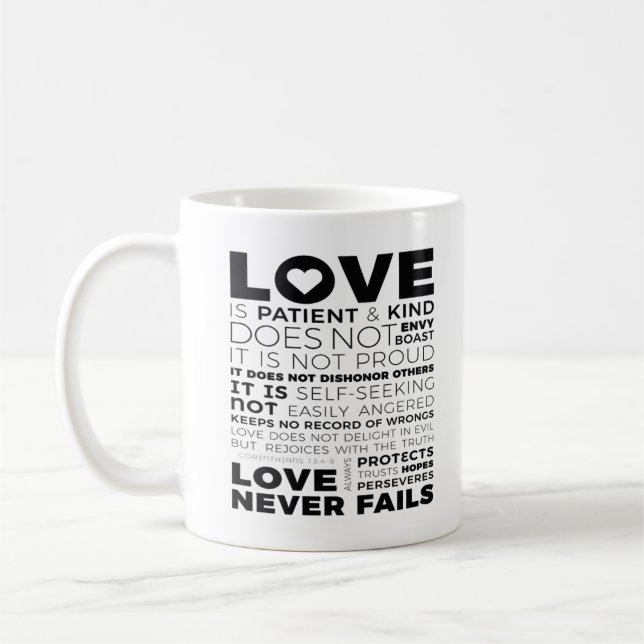 Liebe ist geduldig und freundlich, sie beneidet ni kaffeetasse (Links)