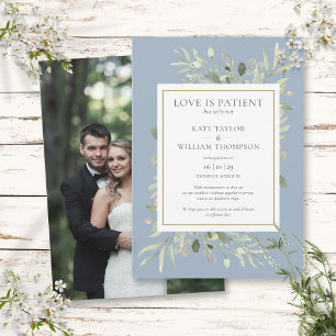 Liebe ist geduldige Flitterwochen-Hochzeitsanzeige Einladung