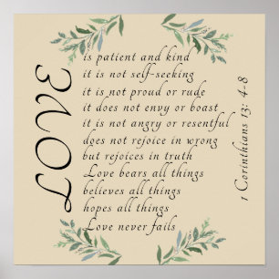 Liebe ist geduldige Liebe ist freundliches Poster